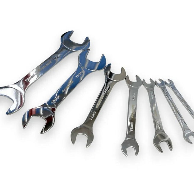 7PC Extra Flat Double Open End Spanner Set 6-32 Lightweight Bum Bag - Toolzone
