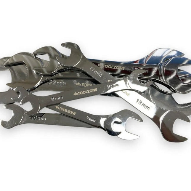 7PC Extra Flat Double Open End Spanner Set 6-32 Lightweight Bum Bag - Toolzone