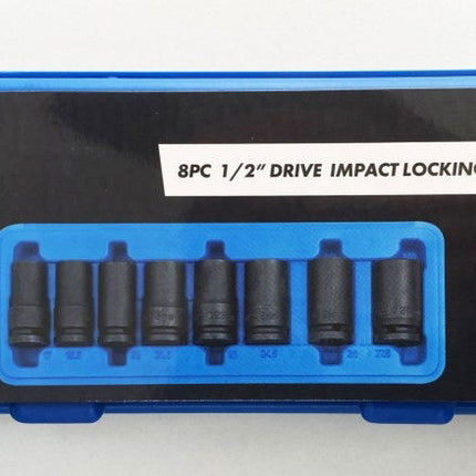 Impact Nut Wheel Lock Remover Set 1/2 Dr 8pc 17-27.5mm Chrome Molybdenum - Toolzone KDPSS002