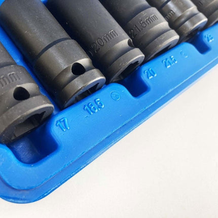 Impact Nut Wheel Lock Remover Set 1/2 Dr 8pc 17-27.5mm Chrome Molybdenum - Toolzone KDPSS002