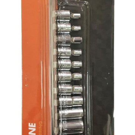 Socket Set 1/4 Drive 11pc BA0-BA10 6PT Crv Polished Chrome - Toolzone KDPSS016