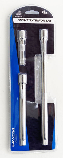 Extension Bar Set 3/8 Drive 3pc 3 6 10 Crv Satin Finish - Toolzone KDPSS026