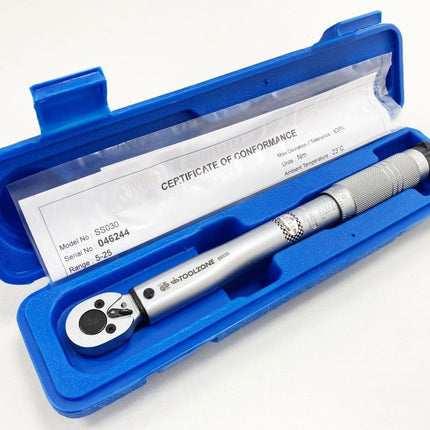 Torque Wrench 3/8 Drive 5-25nm Calibration Certificate Locking Nut - Toolzone KDPSS030