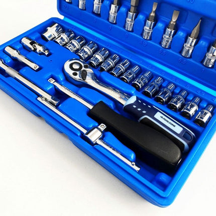 Socket Set 1/4 Drive 38pc Crv DIN3124 4-14mm Ph Pz Hex Star - Toolzone KDPSS032
