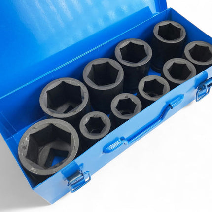 Impact Socket Set 1 Drive Deep 10pc 22-50mm Chrome Molybdenum - Toolzone KDPSS033