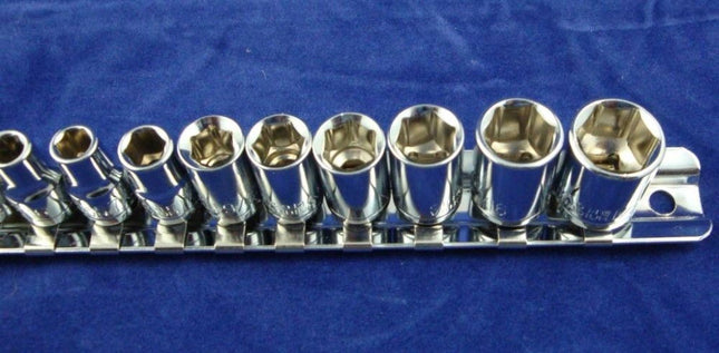 Socket Set 1/4 Drive Shallow Af 10pc 5/32-1/2 Crv Polished - Toolzone KDPSS034