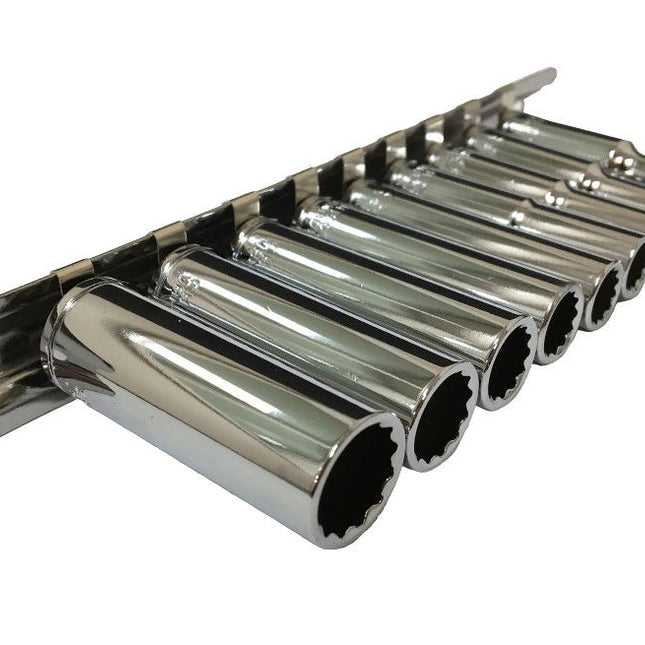 Socket Set 1/4 Drive Deep Af 9pc 3/16-1/2 Crv Polished - Toolzone KDPSS035