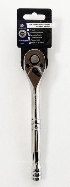 Ratchet Handle 3/8 Drive Professional Polished 200mm Crv Quick Release - Toolzone KDPSS053