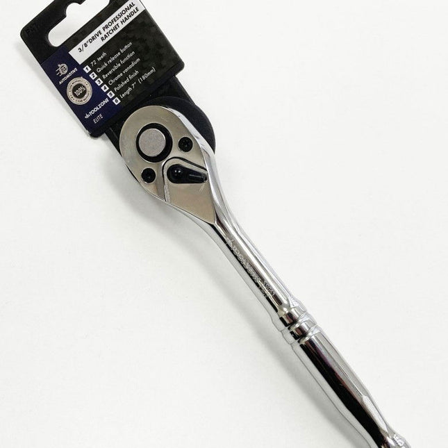 Ratchet Handle 3/8 Drive Professional Polished 200mm Crv Quick Release - Toolzone KDPSS053