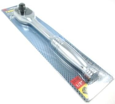 Ratchet Handle 1/2 Drive Professional Polished 250mm Crv Quick Release - Toolzone KDPSS054