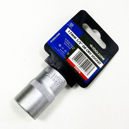 Socket 1/2 Drive 17mm Crv Satin Single Hex - Toolzone KDPSS076
