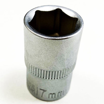Socket 1/2 Drive 17mm Crv Satin Single Hex - Toolzone KDPSS076