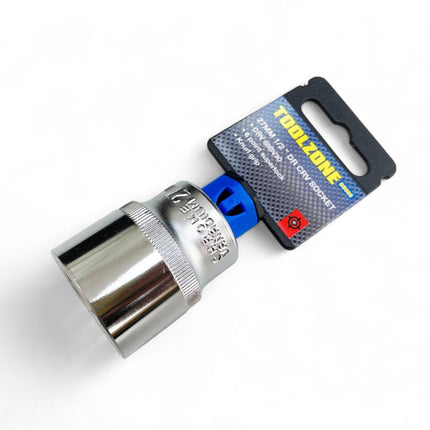 Socket 1/2 Drive 27mm Crv Satin Single Hex - Toolzone KDPSS085