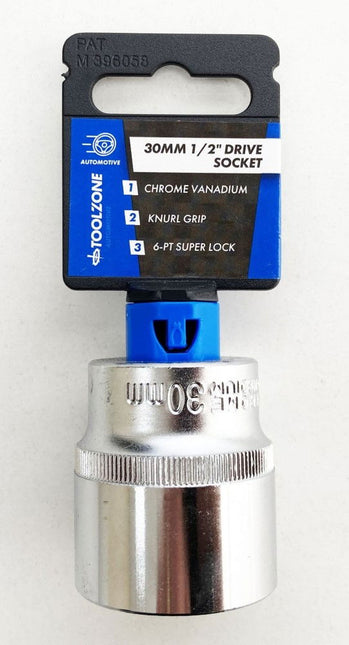 Socket 1/2 Drive 30mm Crv Satin Single Hex - Toolzone KDPSS087