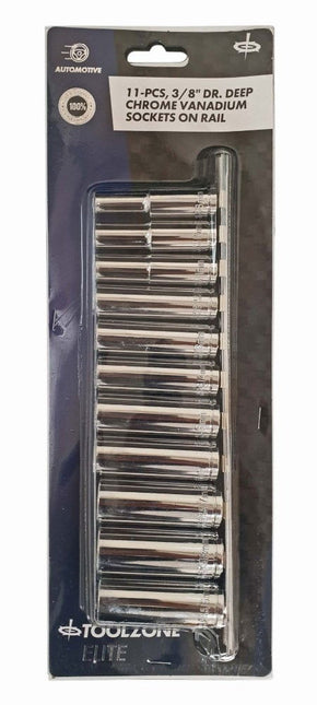 Socket Set 3/8 Drive Deep Crv 11 Pieces 8-19mm Single Hex - Toolzone KDPSS097
