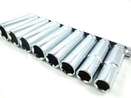 Socket Set 1/2 Drive Deep Crv 8 Pieces 13-24mm Single Hex - Toolzone KDPSS098