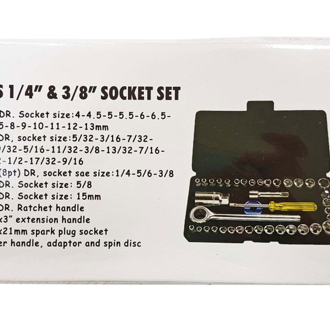 Socket Set 1/4 & 3/8 Drive Basic 40 Pieces Metric & Af - Toolzone KDPSS101