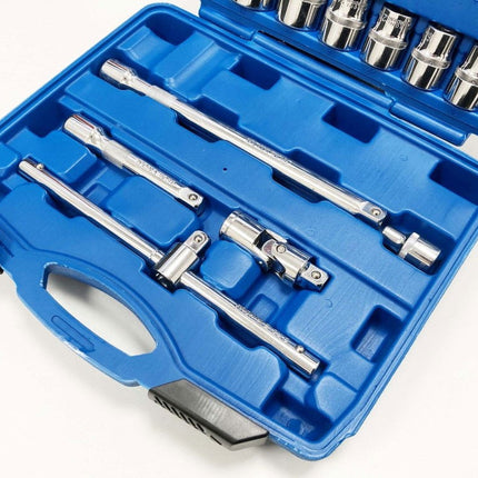 Socket Set 1/2 Drive Pro Crv 24 Pieces 10-24mm 27mm 30mm 32mm - Toolzone KDPSS108