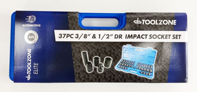 Impact Socket Set 3/8 & 1/2 Drive 38 Pieces 8-24mm - Toolzone KDPSS128
