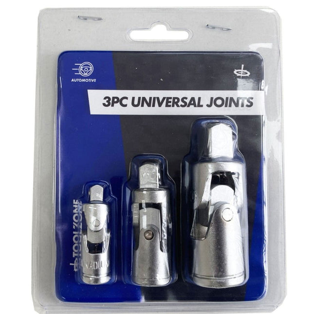 Universal Joint Set 3 Pieces 1/4 3/8 1/2 Drive Crv - Toolzone KDPSS172