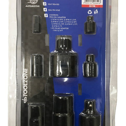 Impact Adaptor And Reducer Set 8 Pieces Black Phosphate - Toolzone KDPSS198