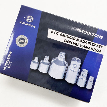Adaptor Set 6 Pieces Crv Satin Finish - Toolzone KDPSS203