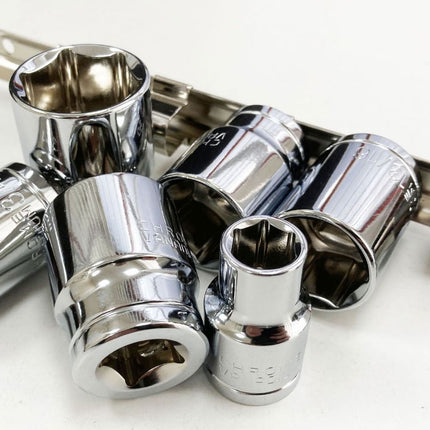 Socket Set Shallow 1/2 Drive Af 10 Pieces Crv Polished - Toolzone KDPSS208