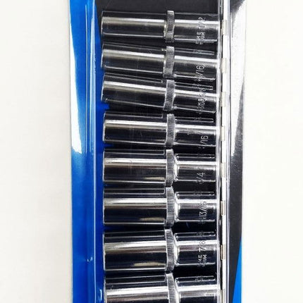 Socket Set Deep 1/2 Drive Af 10 Pieces Crv Polished - Toolzone KDPSS219