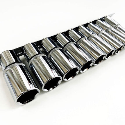 Socket Set Deep 1/2 Drive Af 10 Pieces Crv Polished - Toolzone KDPSS219