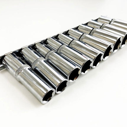 Socket Set Deep 1/2 Drive Af 10 Pieces Crv Polished - Toolzone KDPSS219