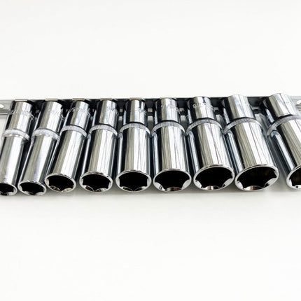 Socket Set Deep 1/2 Drive Af 10 Pieces Crv Polished - Toolzone KDPSS219