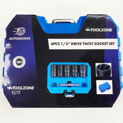 Twist Socket Set 1/2 Drive 6 Pieces 17mm-27mm - Toolzone KDPSS228