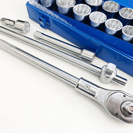Socket Set 27 Pieces 3/4 Drive Metric And Af 12 Point In Metal Case - Toolzone KDPSS259