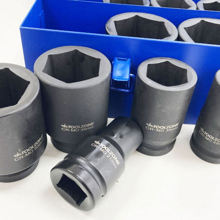 Deep Impact Socket Set 25 Pieces 1 Drive 17mm-75mm Chrome Molybdenum - Toolzone KDPSS263
