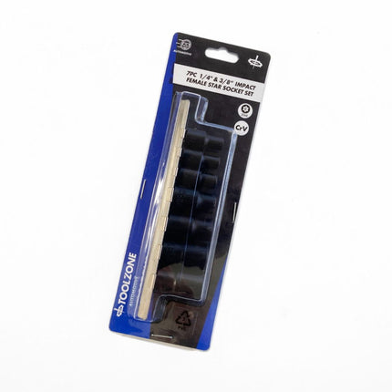 Impact Female Star Socket Set 7 Pieces 1/4 And 3/8 Drive Chrome Vanadium - Toolzone KDPSS264