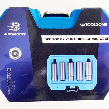 Deep Bolt Extractor Set 5 Pieces 3/8 Drive 10mm-16mm Chrome Molybdenum - Toolzone KDPSS287