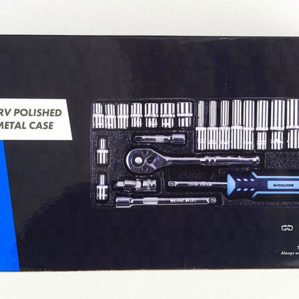 Socket Set 24 Pieces 1/4 Drive Crv Polished 4mm-13mm - Toolzone KDPSS300