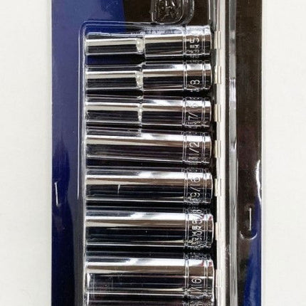 Deep Socket Set 8 Pieces 3/8 Drive Af Crv 5/16-3/4 - Toolzone KDPSS303