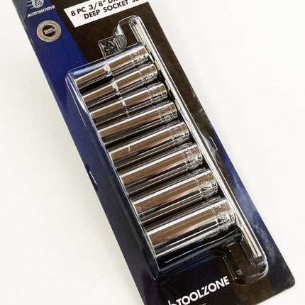 Deep Socket Set 8 Pieces 3/8 Drive Af Crv 5/16-3/4 - Toolzone KDPSS303