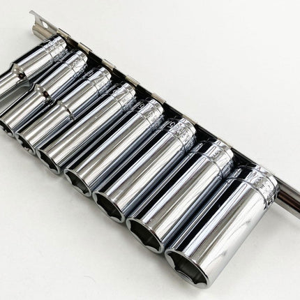 Deep Socket Set 8 Pieces 3/8 Drive Af Crv 5/16-3/4 - Toolzone KDPSS303