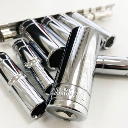 Deep Socket Set 8 Pieces 3/8 Drive Af Crv 5/16-3/4 - Toolzone KDPSS303