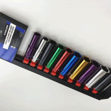 Deep Socket Set 10 Pieces 3/8 Drive Mm Crv Colour Coded 10mm-19mm - Toolzone KDPSS315