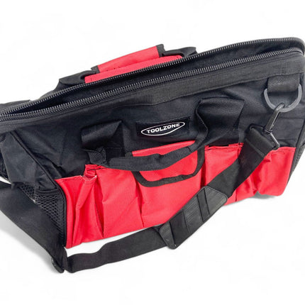 Tool Bag 16 28 Pockets Hard Base Nylon Red And Black - Toolzone KDPTB017