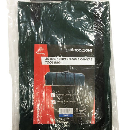 Toolbag 30 Canvas Rope Handle Zip Closure Water Resistant - Toolzone KDPTB022
