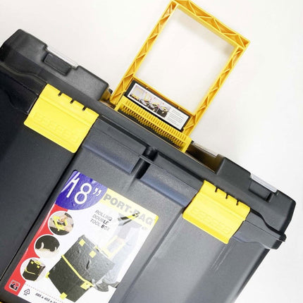 Organiser Mobile Double Box 18 With Wheels And Carry Tray - Toolzone KDPTB088