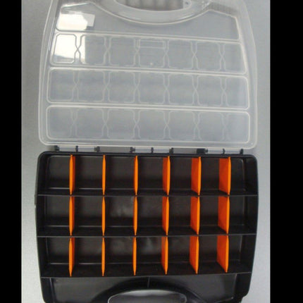 Organiser 320mm 22 Section With Interchangeable Dividers And Clear Lid - Toolzone KDPTB090