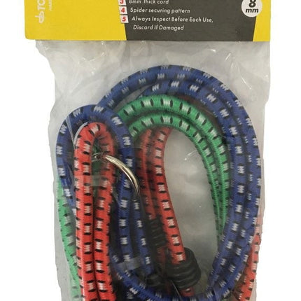 Bungees 3PC 40 8mm With Hooks - Toolzone KDPTD005
