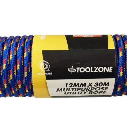 Multipurpose Utility Rope 12mm x 30m 70kg Capacity - Toolzone KDPTD053