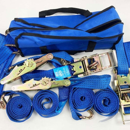 Car Transporter Set 16PC Includes Ratchet Tie Downs And Choker Straps - Toolzone KDPTD068