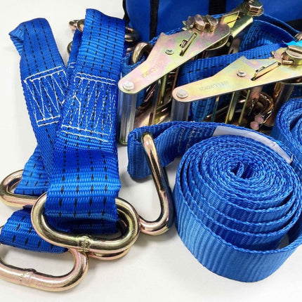 Car Transporter Set 16PC Includes Ratchet Tie Downs And Choker Straps - Toolzone KDPTD068